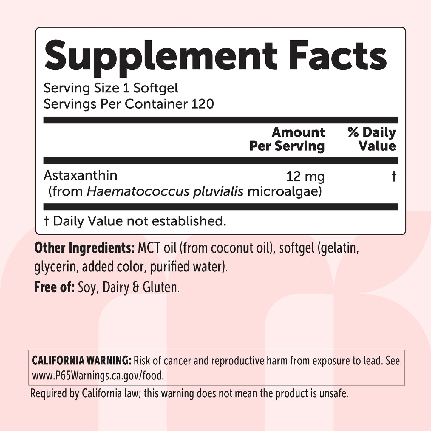 Microingredients Astaxanthin 12mg